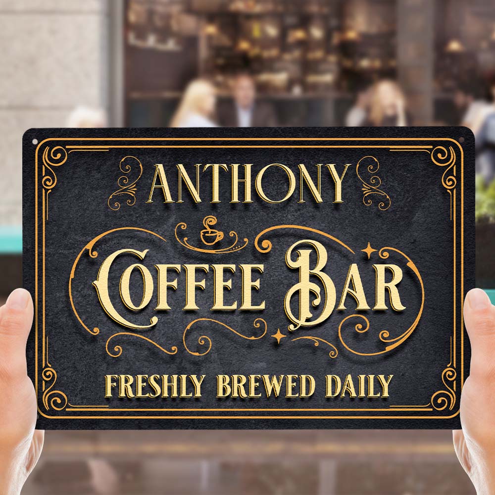 Custom Iron Poster Personalized Name Poster Coffee Bar Wall Decor Painting Unique Gifts