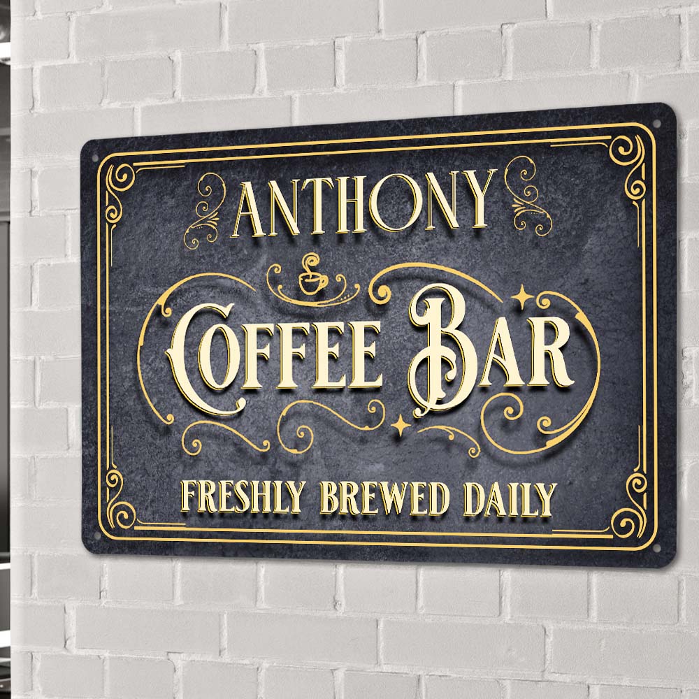 Custom Iron Poster Personalized Name Poster Coffee Bar Wall Decor Painting Unique Gifts