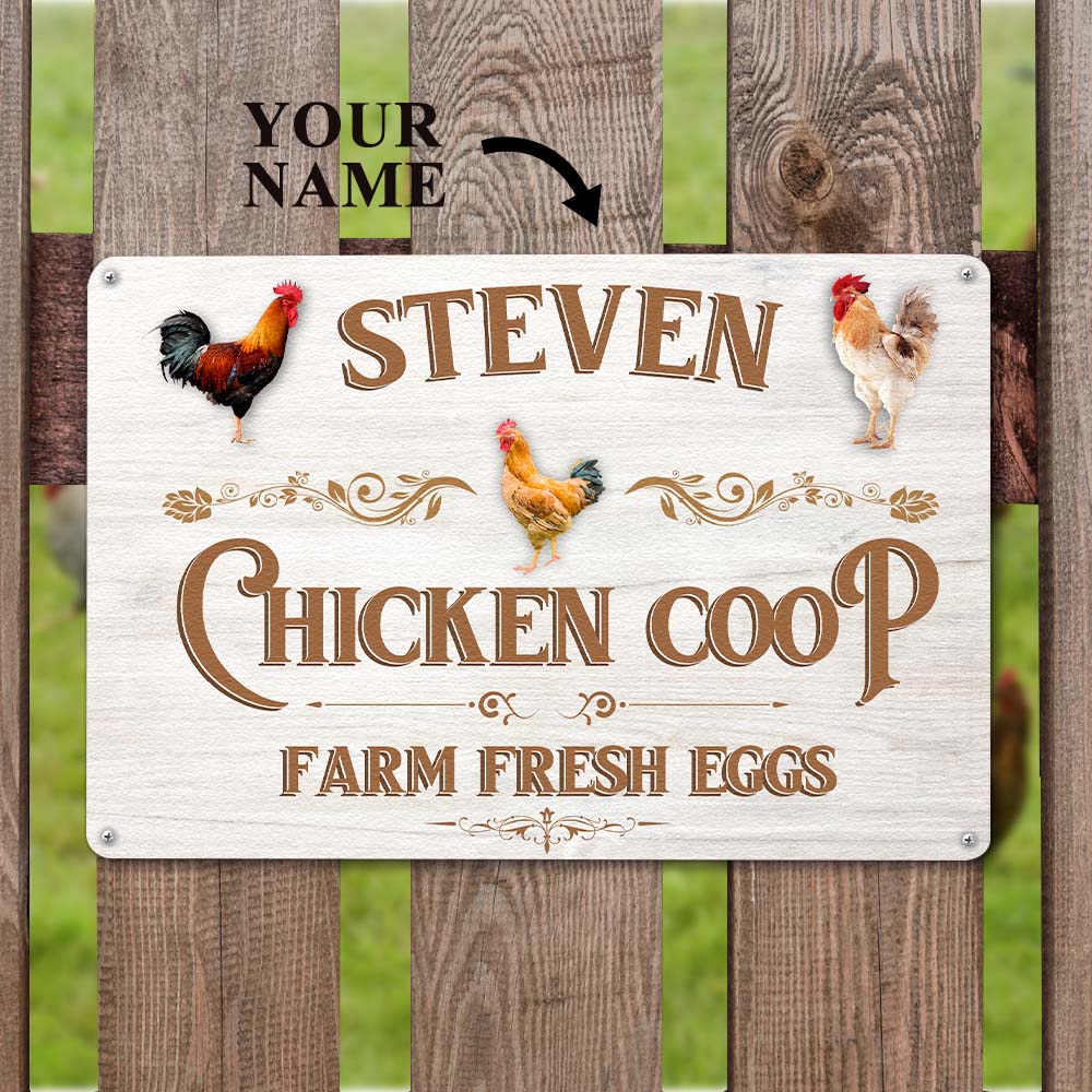 Custom Iron Poster Personalized Name Poster Chicken Coop Fence Decor Painting Unique Gifts