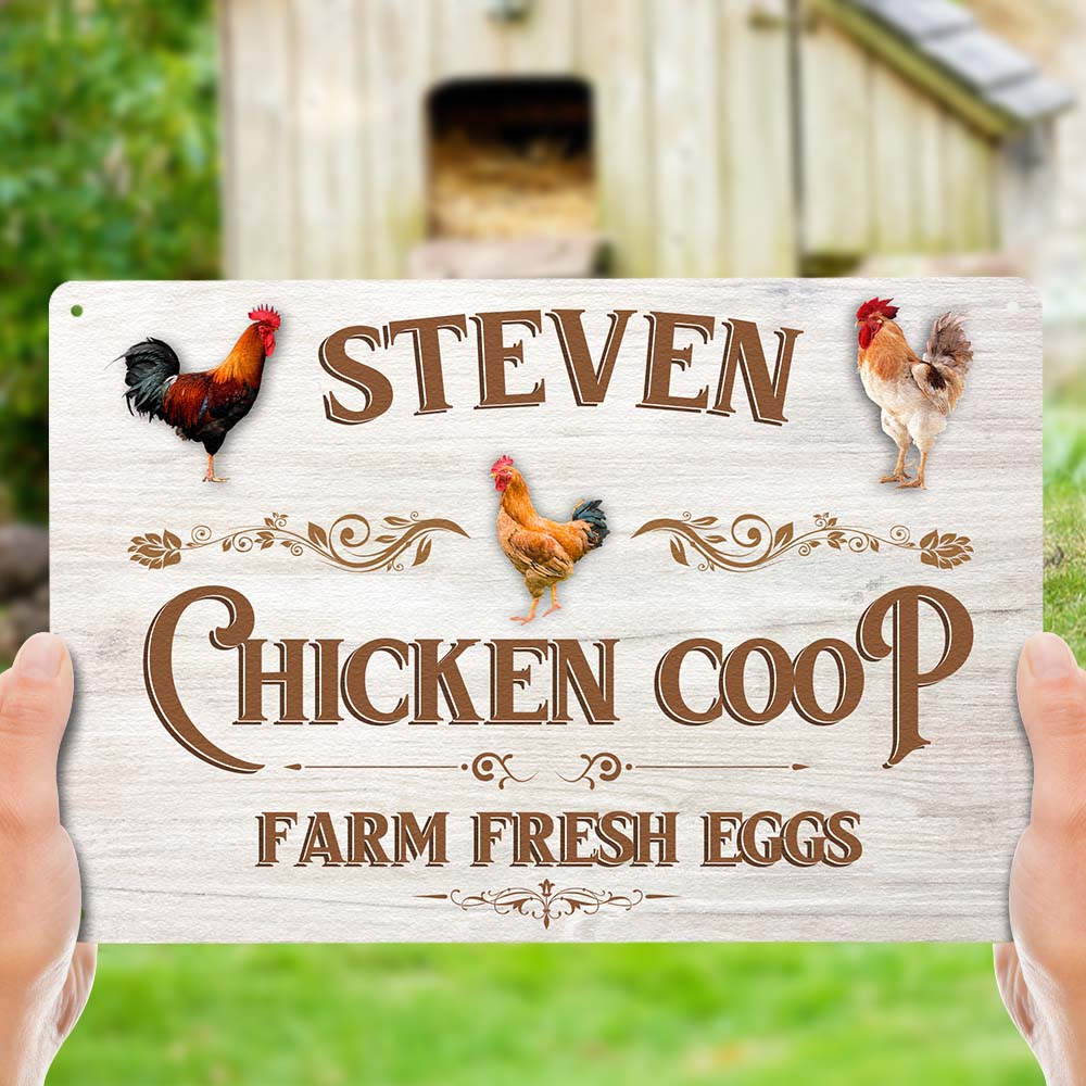 Custom Iron Poster Personalized Name Poster Chicken Coop Fence Decor Painting Unique Gifts