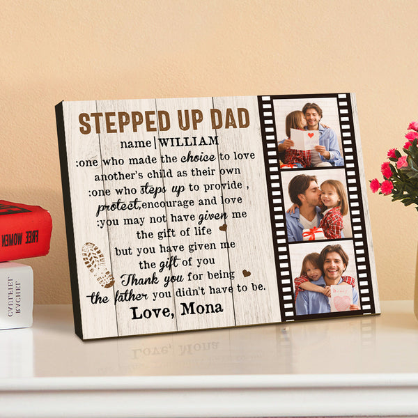 Personalized Dad Picture Frame Custom Stepped Up Dad Film Sign Father's Day Gift