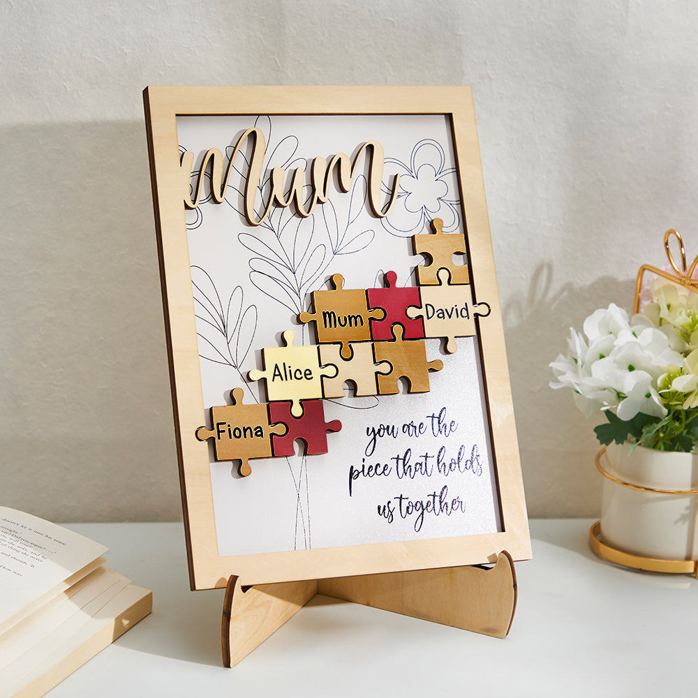 Custom Name Puzzle Ornament Creative Wooden Gifts for Mom