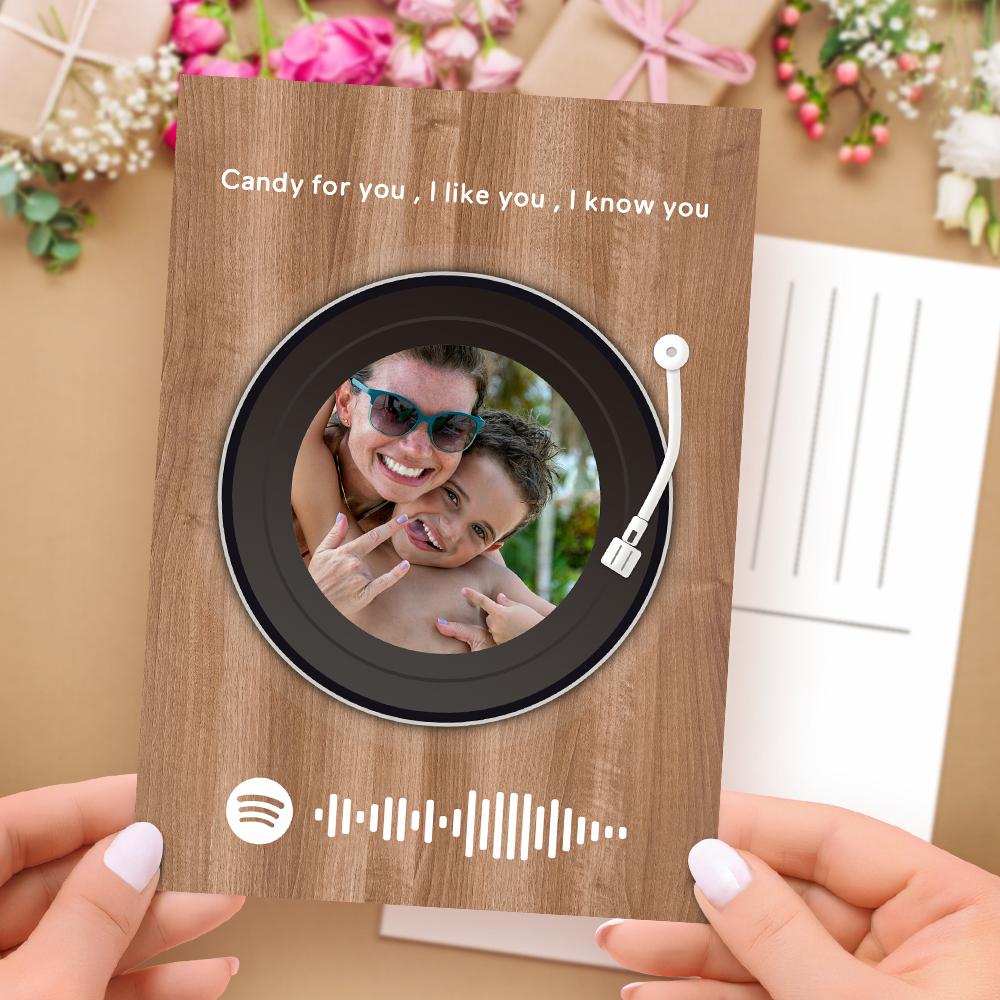 Custom Spotify Code Music Greeting Card Vinyl Record Style Custom Text Card for Friend