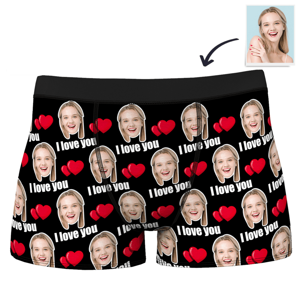 Custom Face Photo Love Boxer Shorts  Men's Gifts for Him