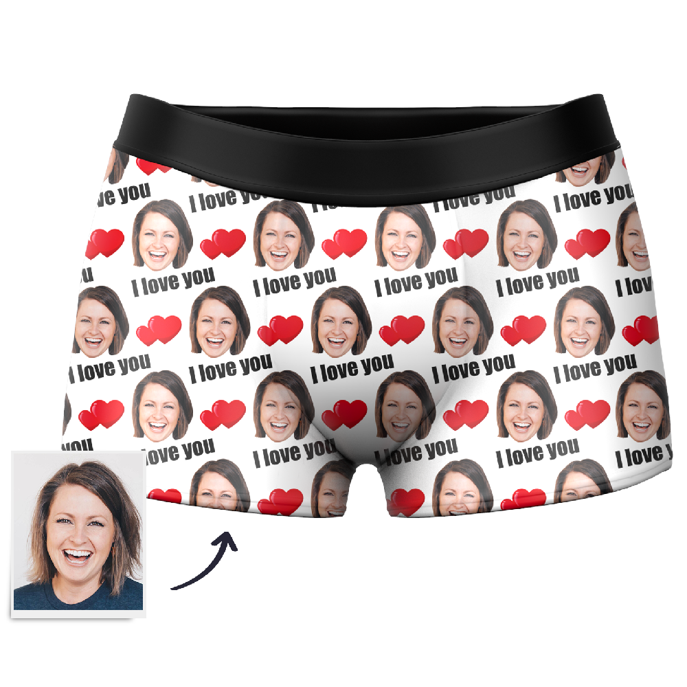 Custom Face Photo Love Boxer Shorts  Men's Gifts for Him
