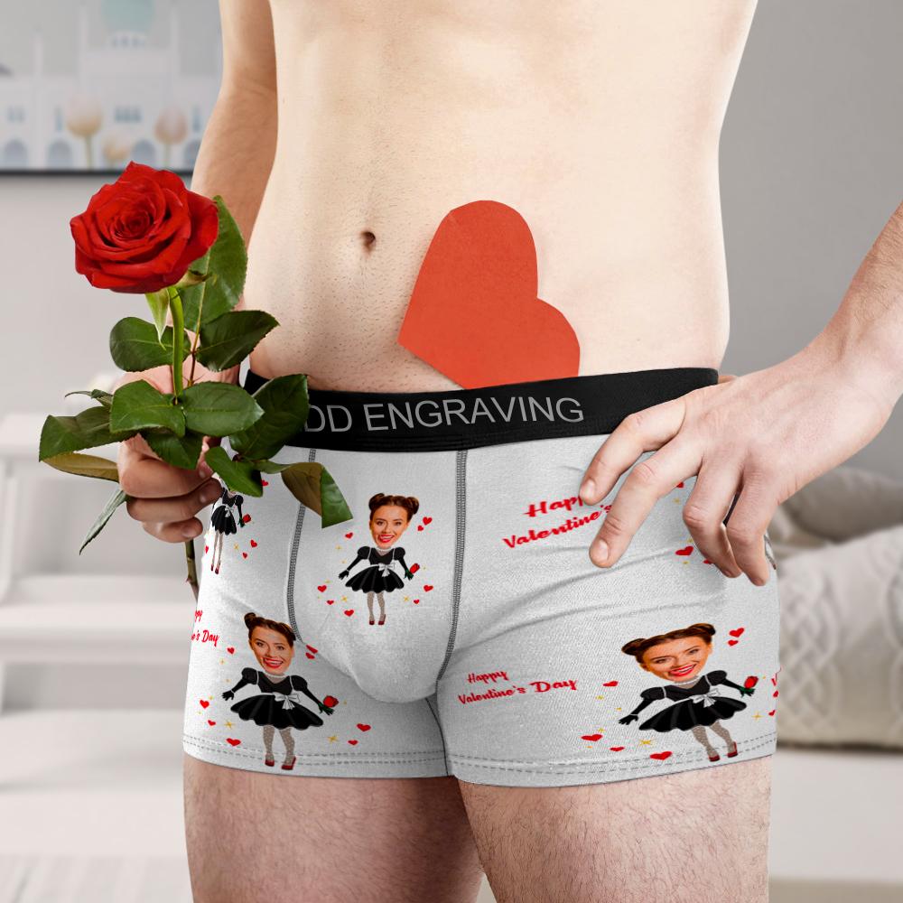 Custom Face Boxer AR View Men's Heart Photo Underwear