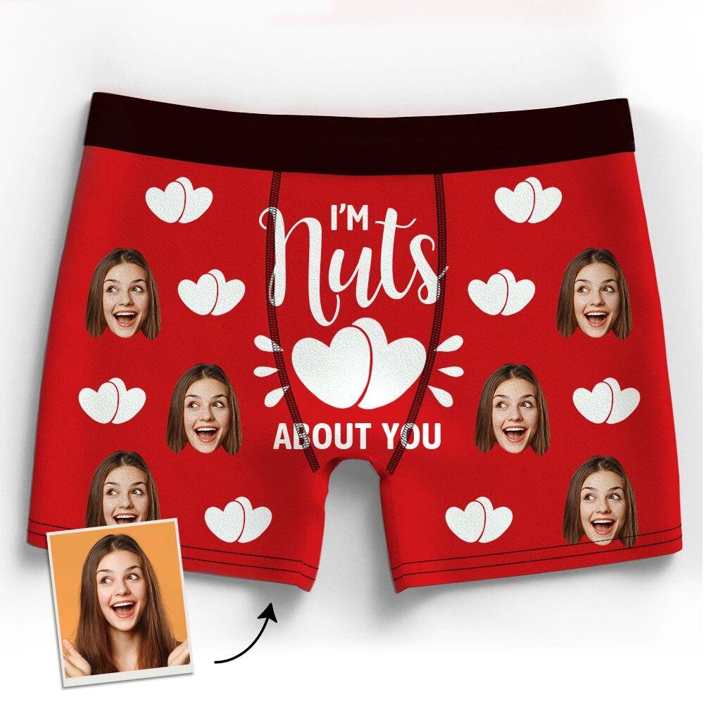 Personalized Photo Boxer 3D Online Preview Girlfriend's Face - I'm Nuts about You
