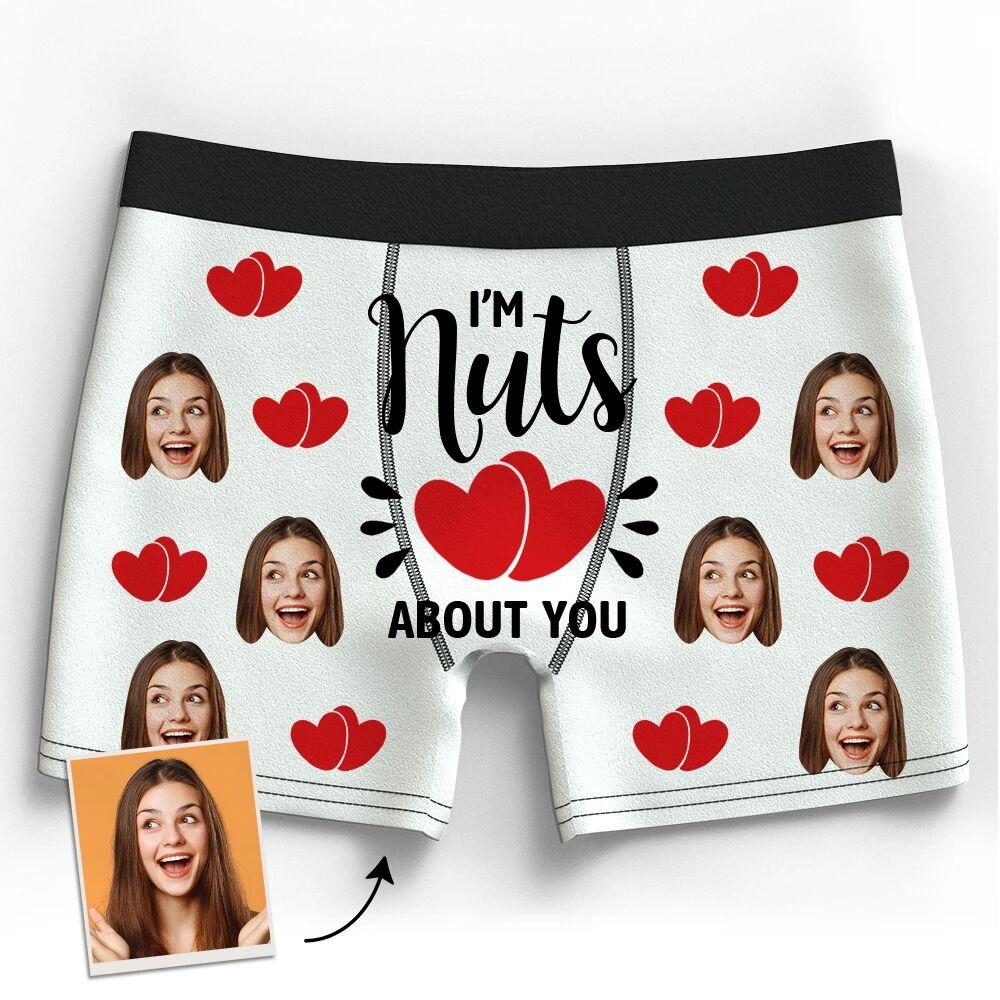 Personalized Photo Boxer 3D Online Preview Girlfriend's Face - I'm Nuts about You