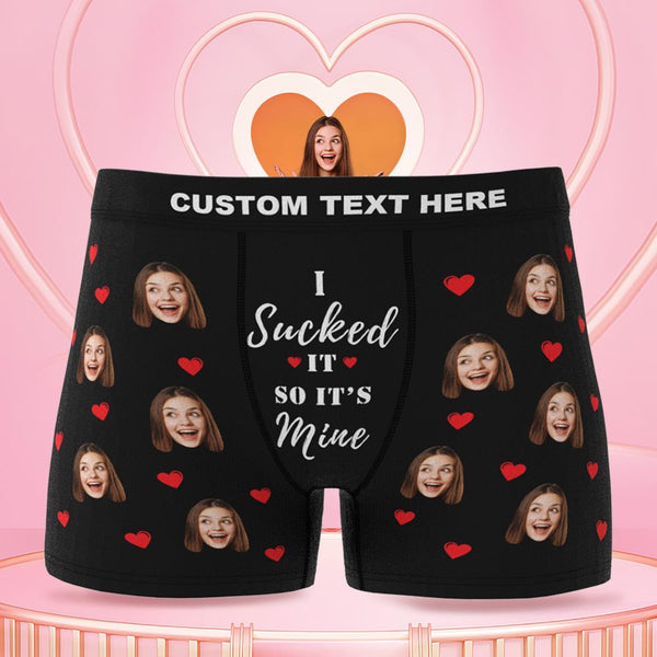 Personalized Funny Face Custom Waistband Text Boxer-it's Mine Gift For Men