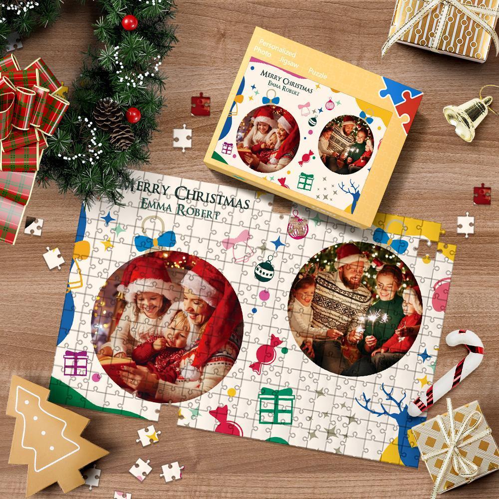 Blessing Christmas Custom Photo and Name Puzzle for Family 35, 150, 300, 500, 1000 Pieces