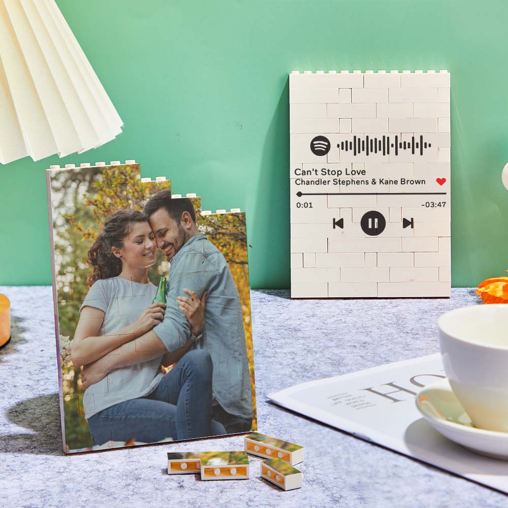 Personalized Brick Rectangle Building Photo Block Spotify Code Custom Text Frame
