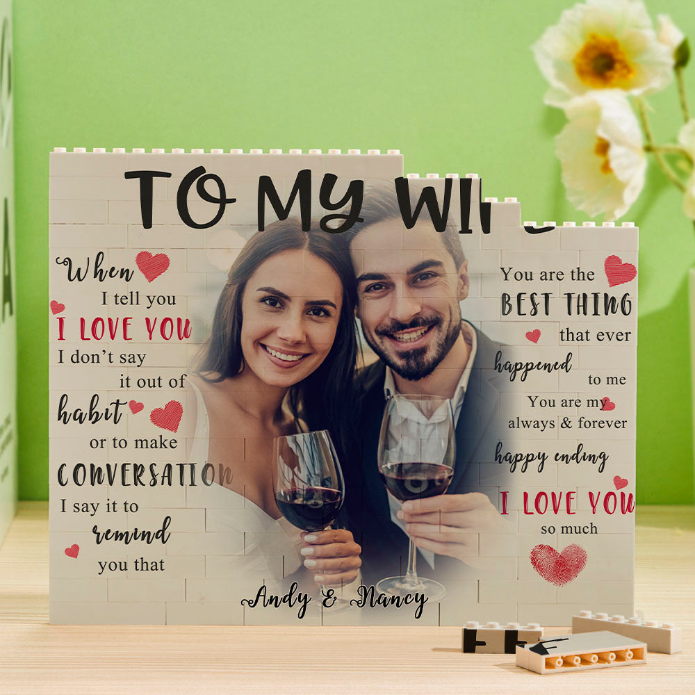 Custom Photo and Name Building Block Brick To My Wife