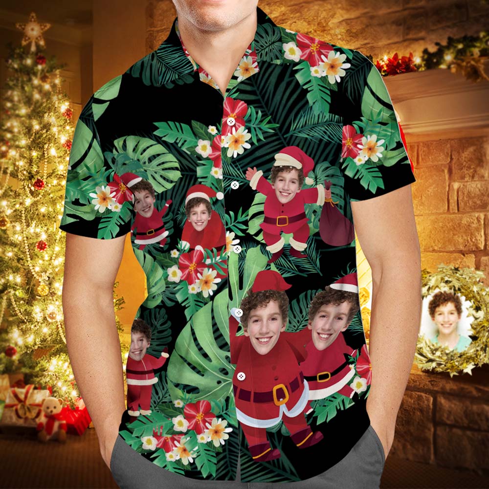 Custom Face Personalized Christmas Hawaiian Shirt Stay Cool Santa Claus Holiday Gifts