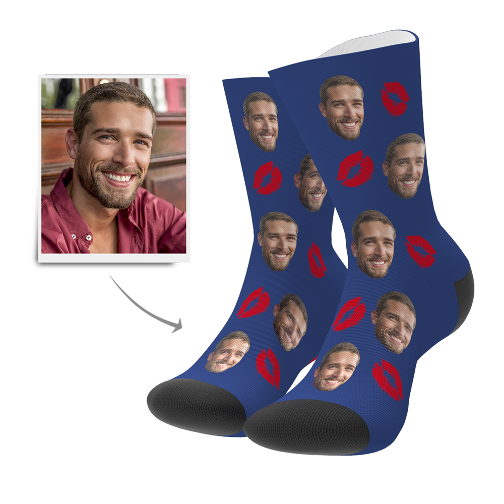 Custom Kissing Face Socks Personalized Photo Socks