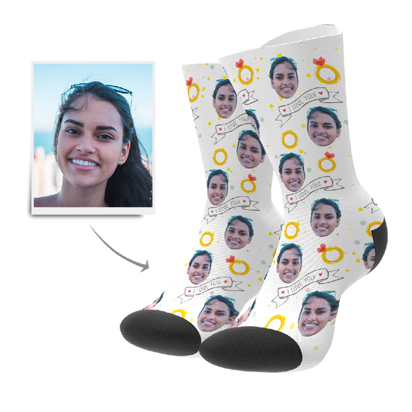 Custom I Love You Socks Personalized Photo Socks
