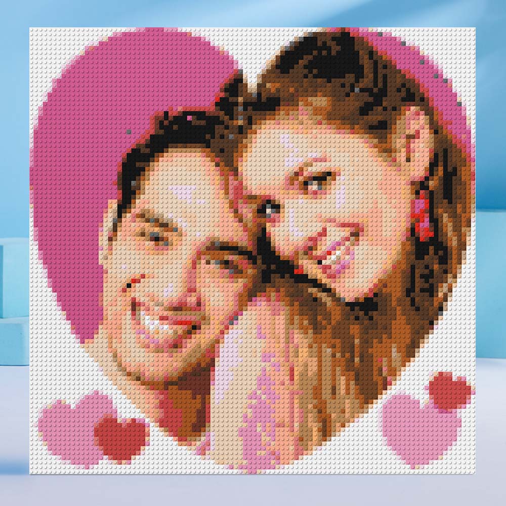Couple Pixel Mosaic Art Custom Photo Puzzle Frame