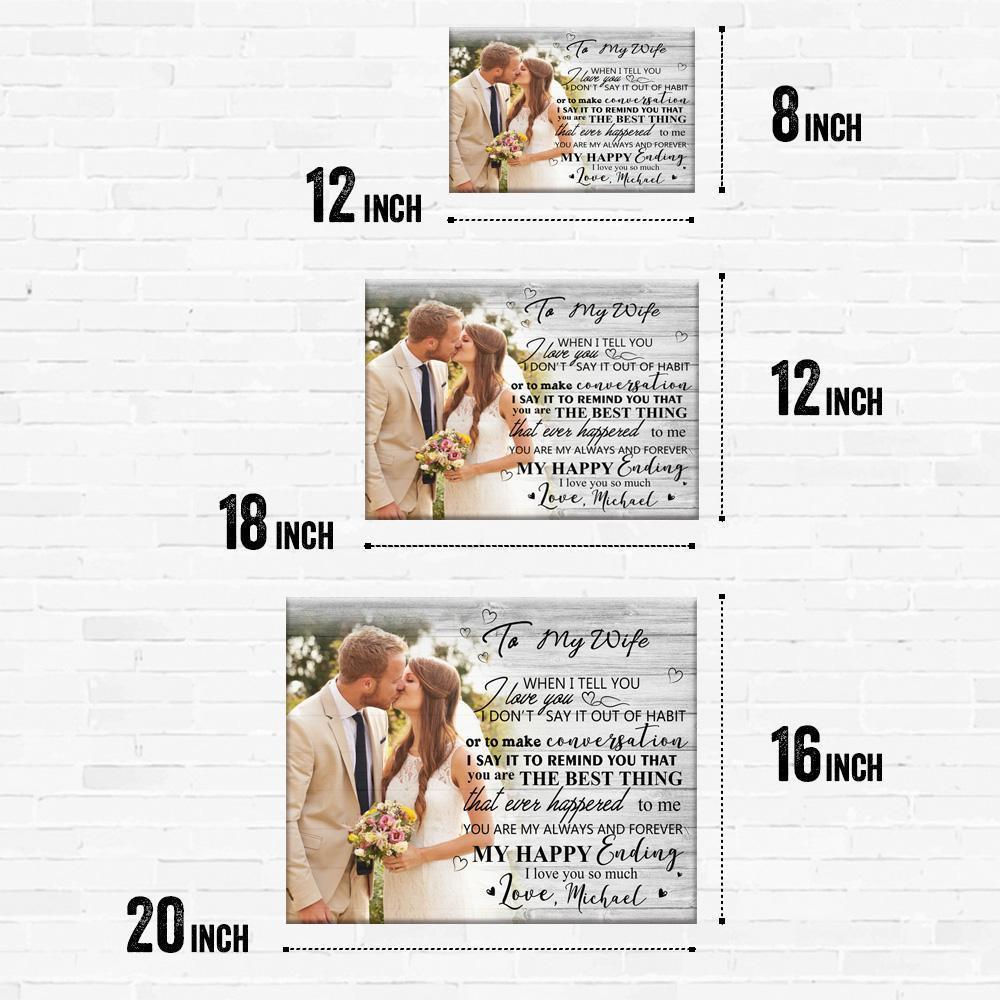Custom Couple Photo Wall Decor Painting Canvas With Text Horizontal Version - To Lover