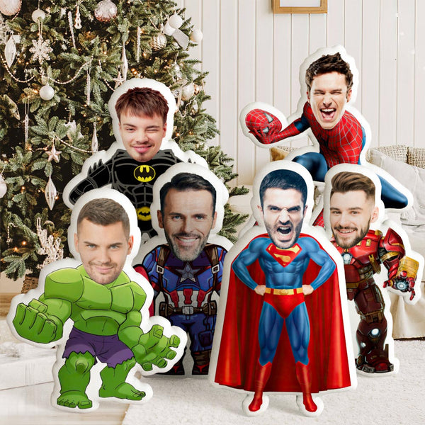 Christmas Gifts Custom Face Pillow Dolls Personalized Photo Pillow Superhero Gifts - makephotopuzzle