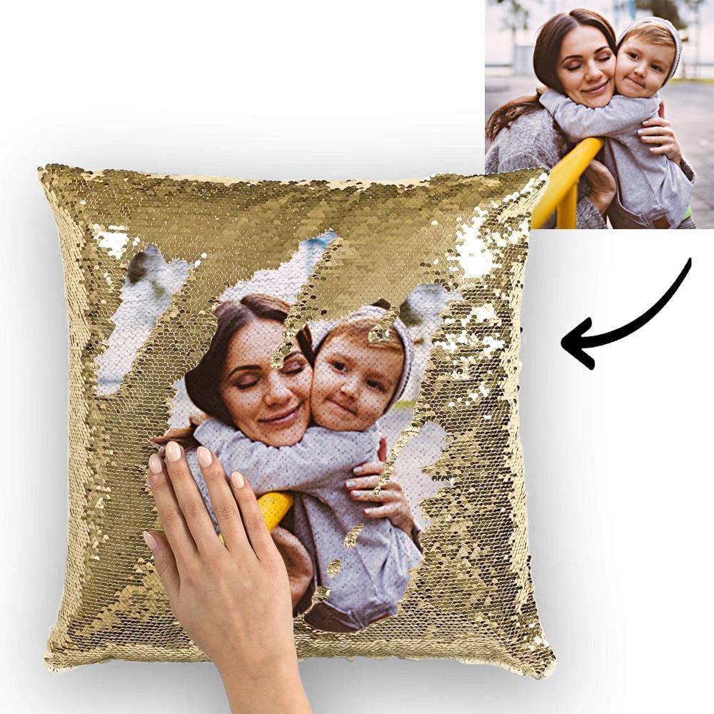 Custom Photo Magic Sequins Pillowcase Yellow Sequin Pillow 15.75inch * 15.75inch