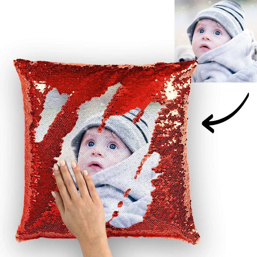 Custom Photo Magic Sequins Pillowcase Lake Blue Color Sequin Pillow 15.75inch * 15.75inch Unique Gifts