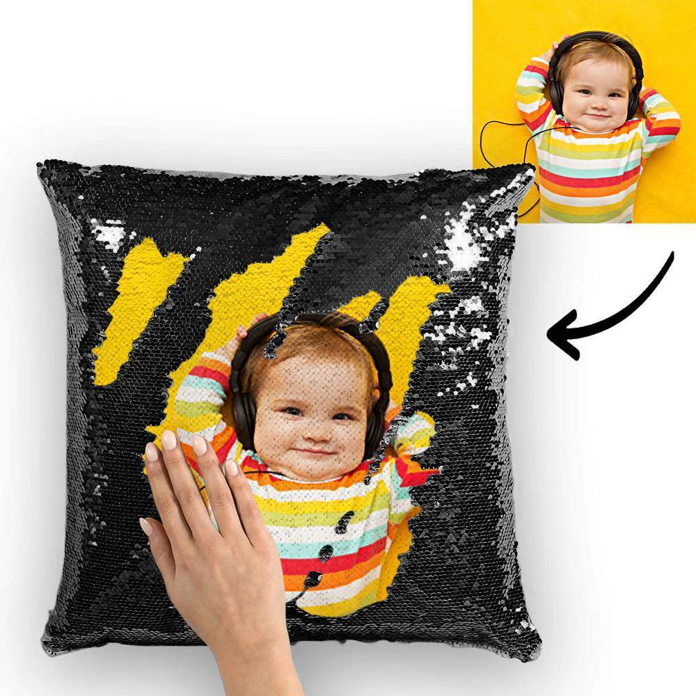 Custom Cute Baby Photo Magic Sequins Pillow Multicolor Sequin Pillow 15.75inch*15.75inch