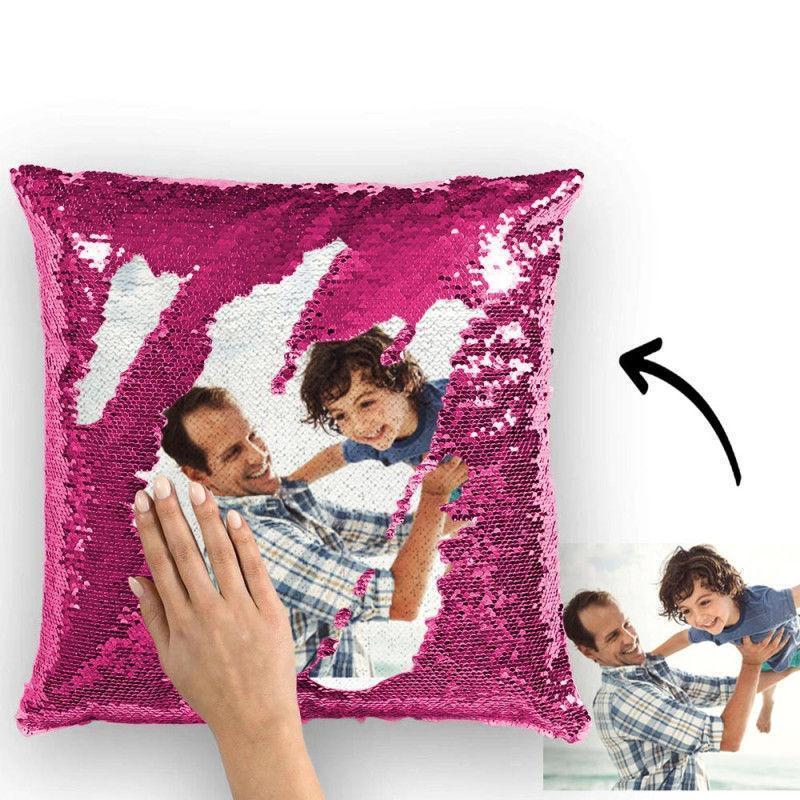 Custom Photo Magic Sequins Pillow Pink Color Sequin Pillow Home Decor 15.75inch * 15.75inch