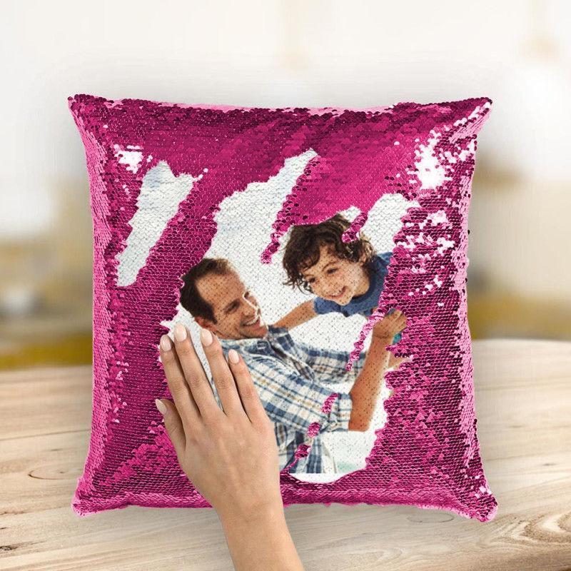 Custom Photo Magic Sequins Pillow Pink Color Sequin Pillow Home Decor 15.75inch * 15.75inch