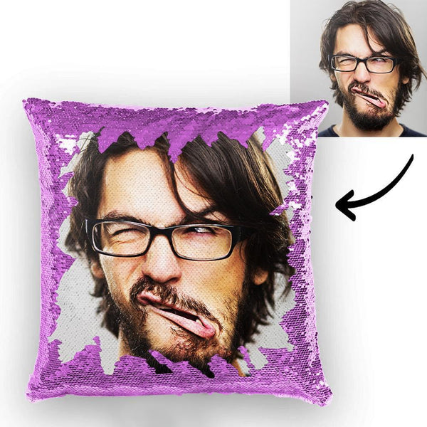 Custom Funny Man Photo Magic Sequins Pillow Multicolor Sequin Pillow 15.75inch*15.75inch