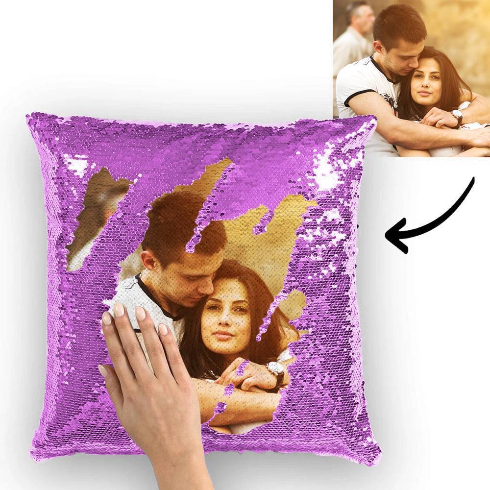 Custom Funny Woman Photo Reversible Magic Sequin Pillow Pillow 15.75inch*15.75inch
