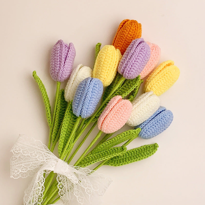 Tulip Crochet Flower Handmade Knitted Flower Gift for Lover
