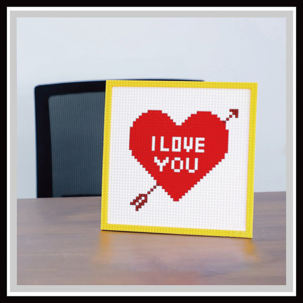 I LOVE U Heart Mosaic Pixel Frame Christmas Gift for Her Home Decor