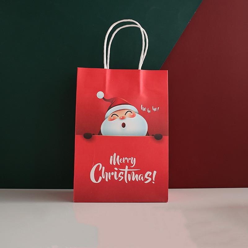Christmas Paper Bag with Handles for Christmas Eve Party Supplies