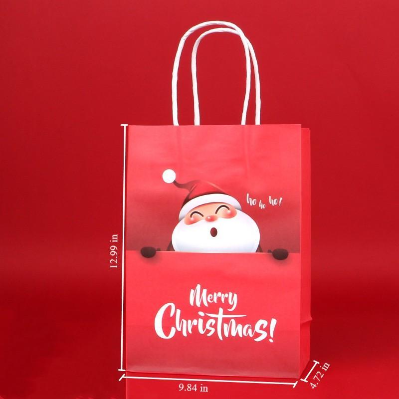 Christmas Paper Bag with Handles for Christmas Eve Party Supplies