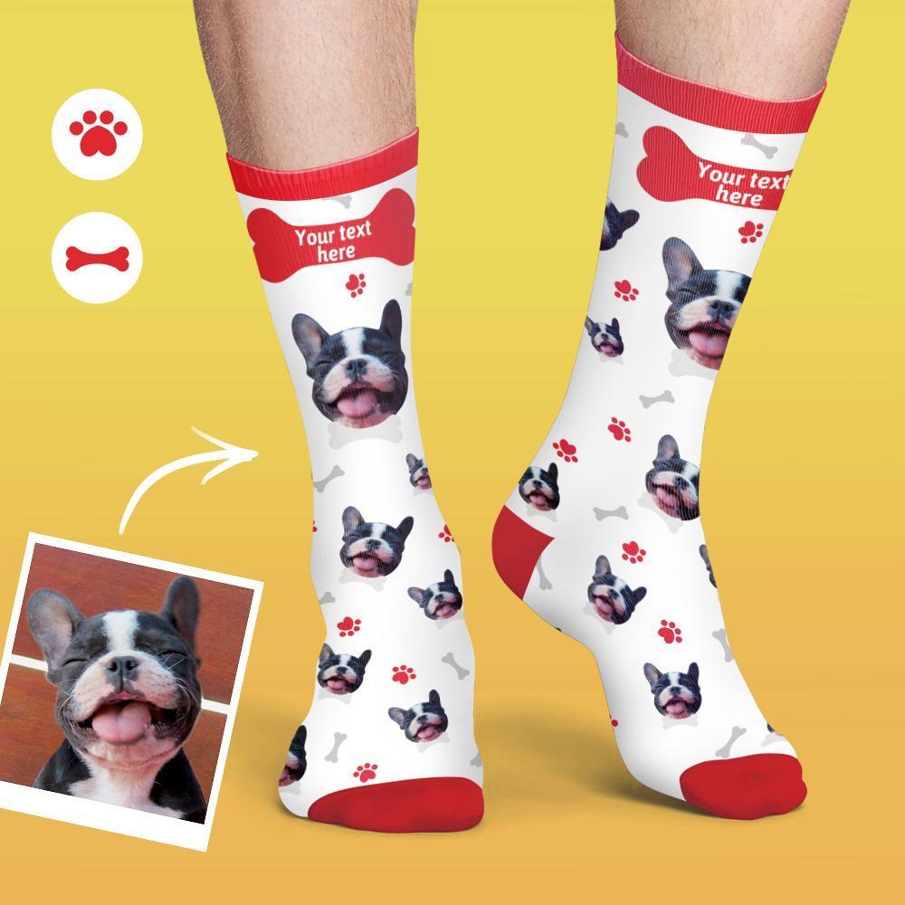 Personalized Photo Socks Custom Photo Socks Dog Photo Socks With Your Text - Smoky Blue